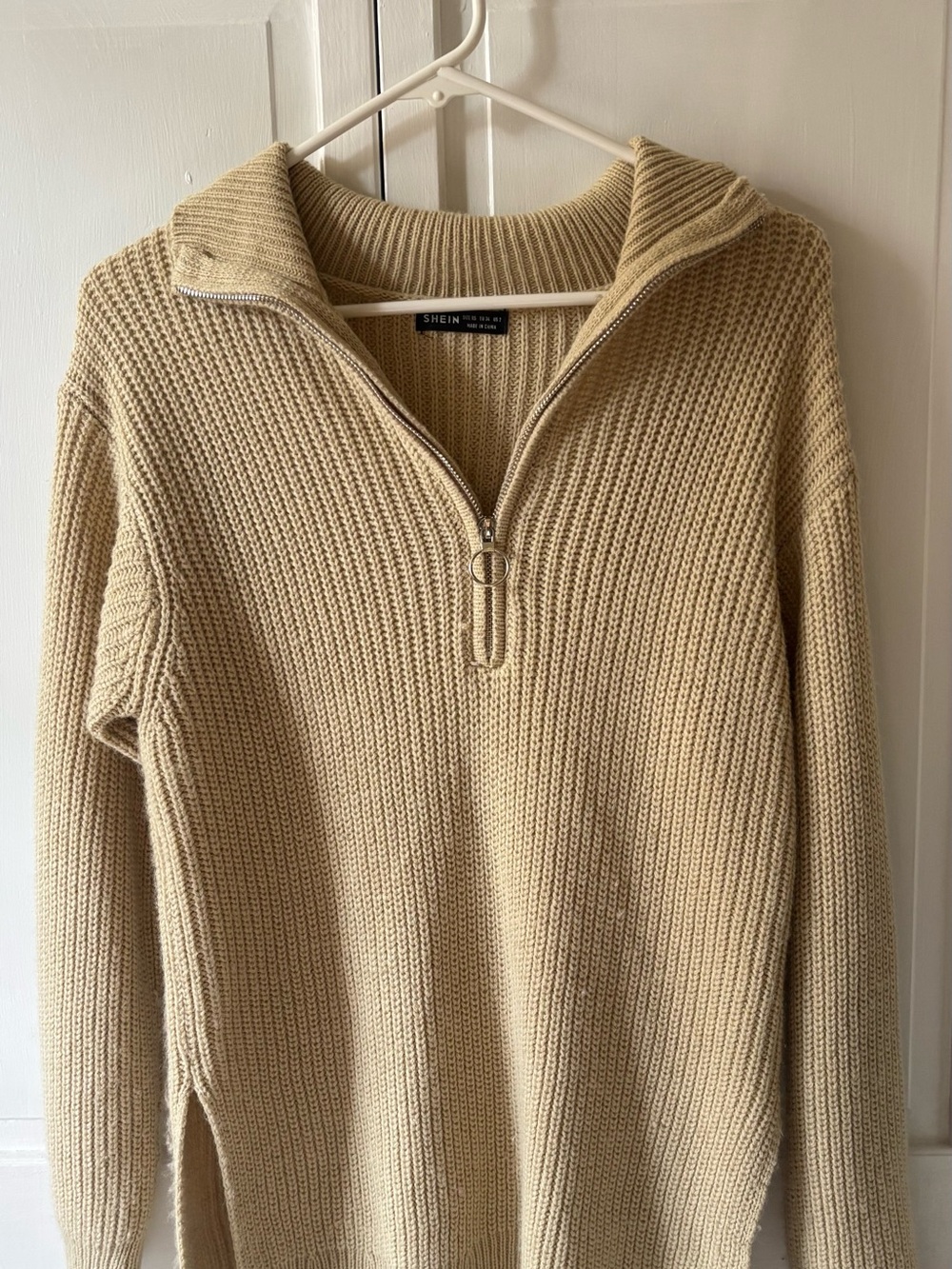 Half-Zip Ribbed Turtleneck Sweater